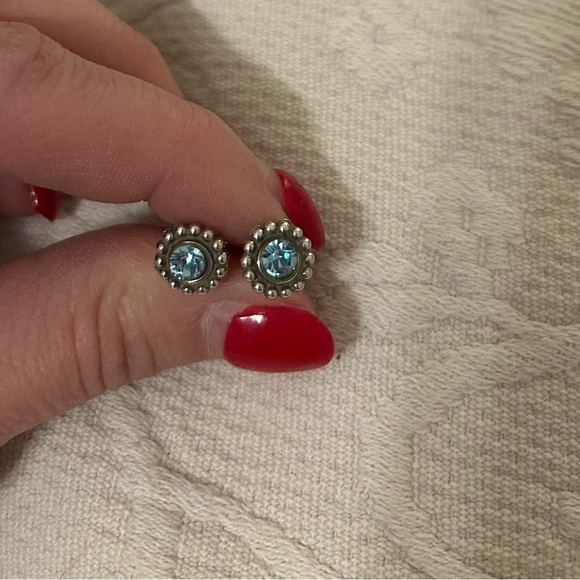 Brighton Silver and Blue Stud Earrings - Picture 2 of 2